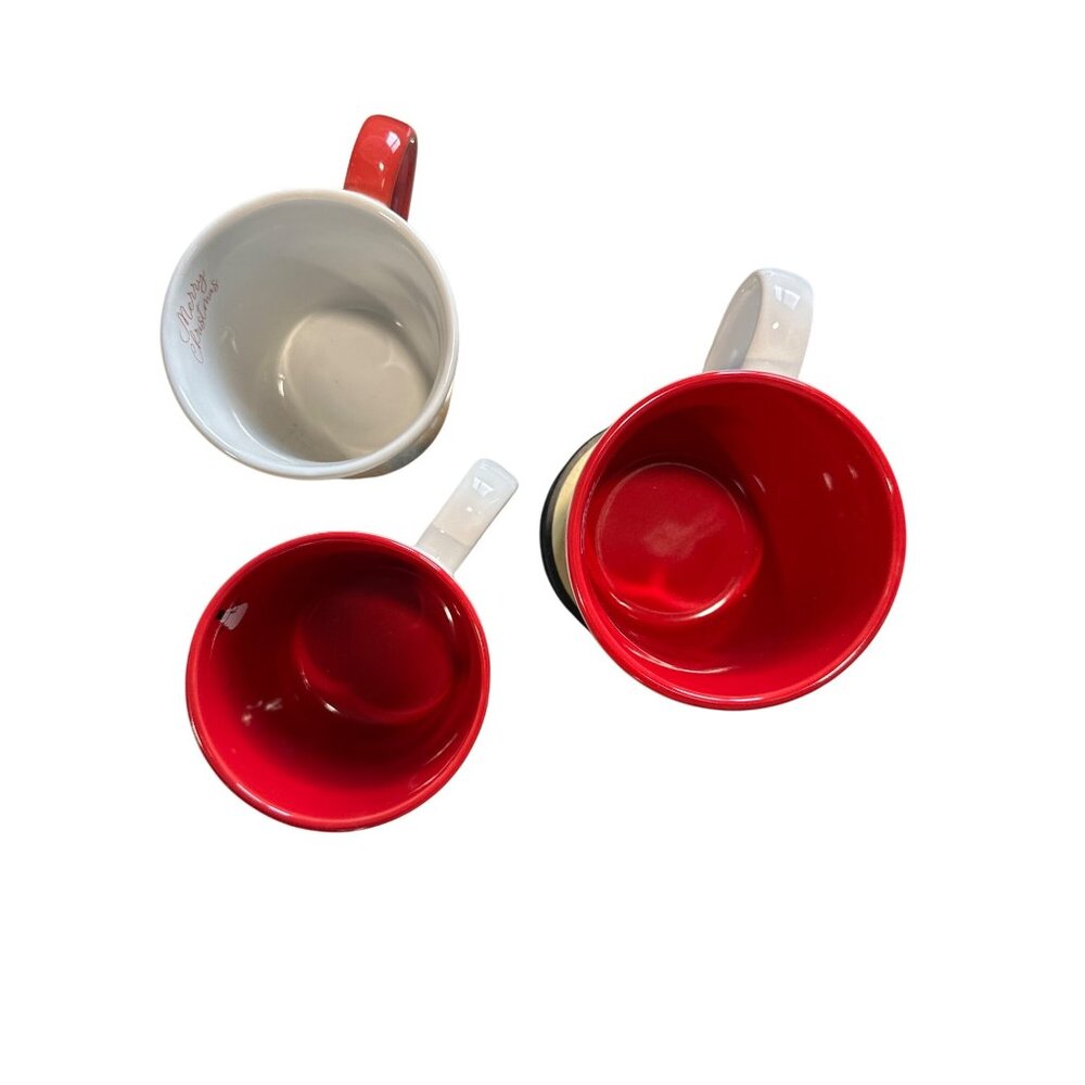 Christmas Ceramic Mug Set Red Interior Holiday Coffee Cups Joy Tree Car Design - Picture 5 of 10